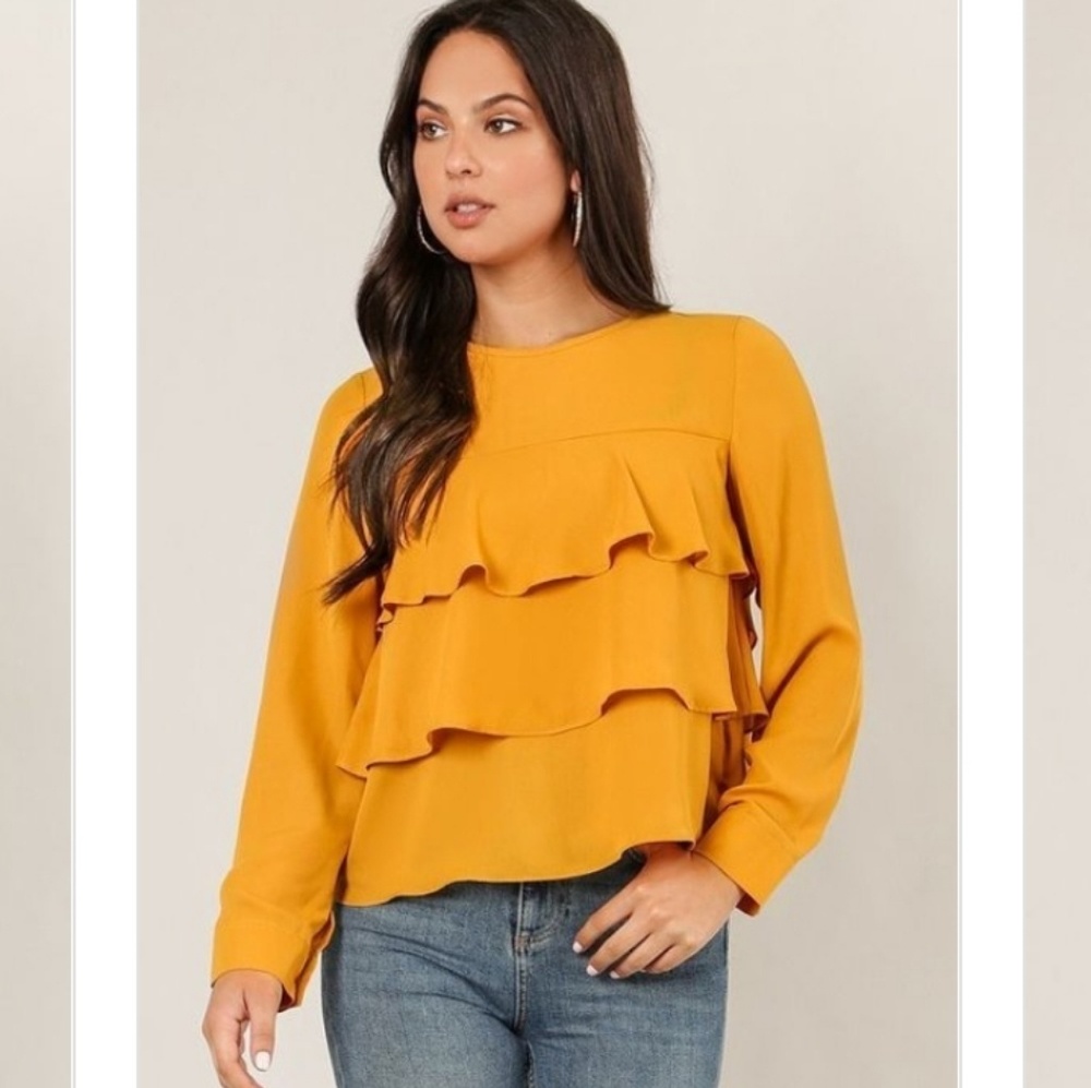 Mustard Ruffled Top - Picture 2 of 3